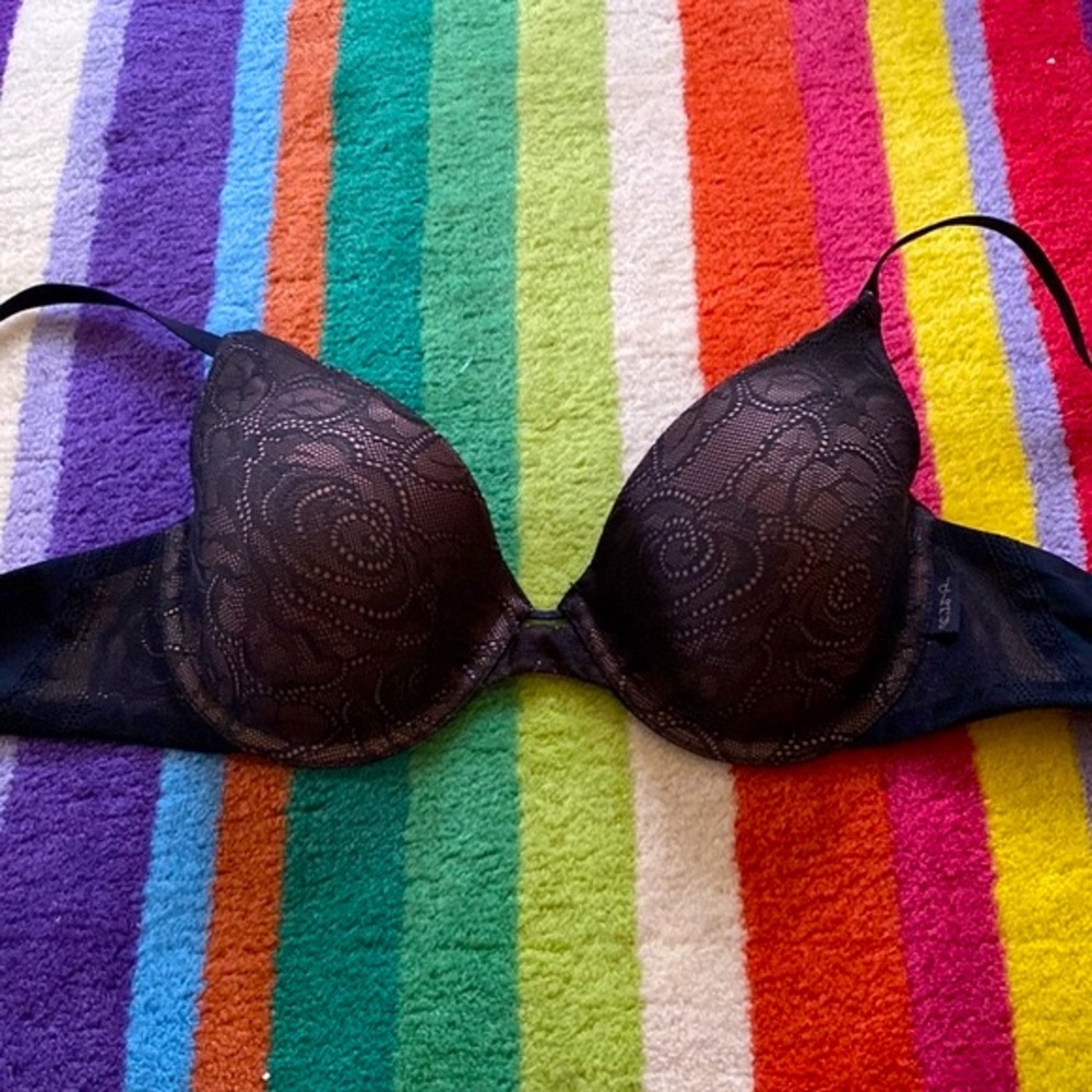 DKNY 36B Black Bra with Lace Overlay